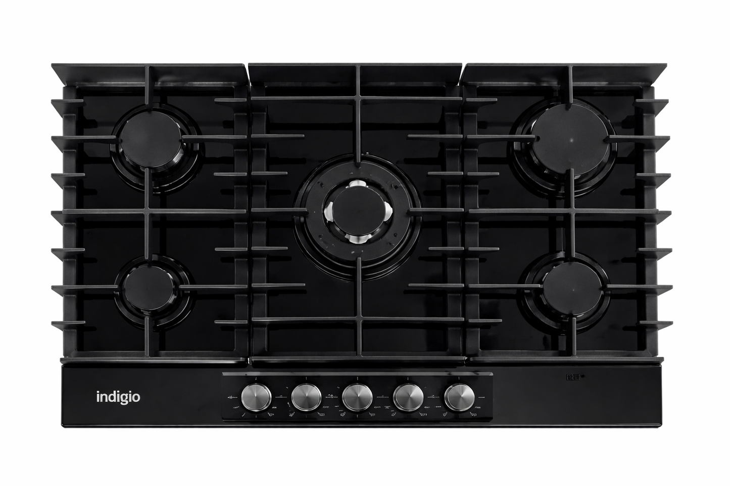 Indigo Gas Hob 76x50cm IH75B | 5 Burners | Cast Iron Grates | Black Finish