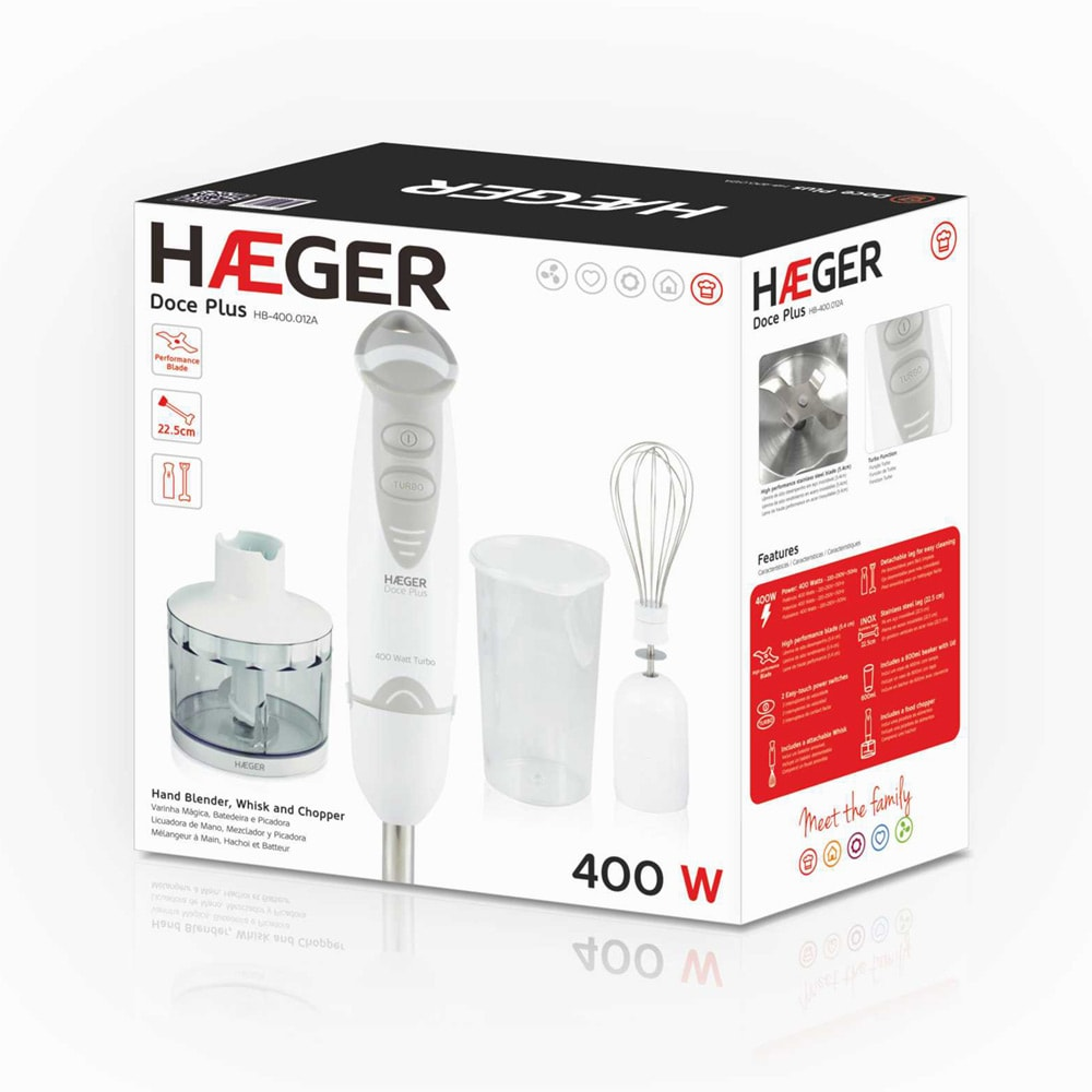 Hand Blender HAEGER DOCE PLUS – 400W, Accessories included