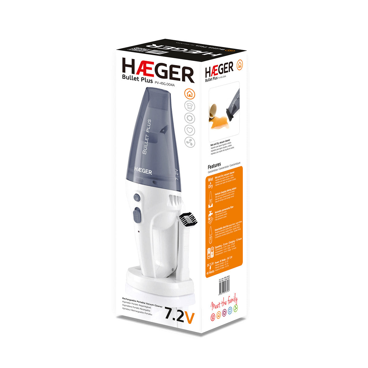 HAEGER Bullet Plus packaging box – 7.2V rechargeable portable vacuum