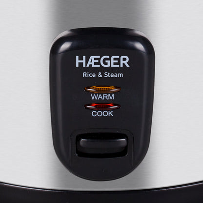 Electric Rice Cooker HAEGER Rice & Steam – 1.8 L, 700W, Stainless Steel