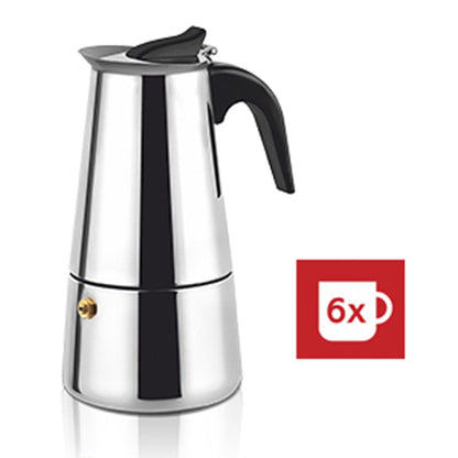 Moka Coffee Maker HAEGER SS MOKA POT 6 – Stainles Steel, 6 cups